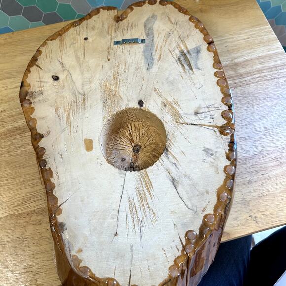 Crucifix on wood  Hand made in the USA 15.5" x 10" cross on raw wood edge slab - Picture 7 of 8